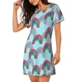 thumbnail image 2 of Rateoe colorful rainbow Print Women’s Nightdress – Cozy Cotton Short-sleeved Sleep Shirt, Loose-Fit Sleepwear, Perfect for Relaxing and Sleeping, 2 of 6