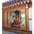 thumbnail image 2 of Cortina de puerta semiopaca con patrón de patchwork de dos piezas de Lady Death, cortinas opacas decorativas para dormitorio, sala de estar, decoración de habitación de niños, 34 x 56 pulgadas,, 2 of 7