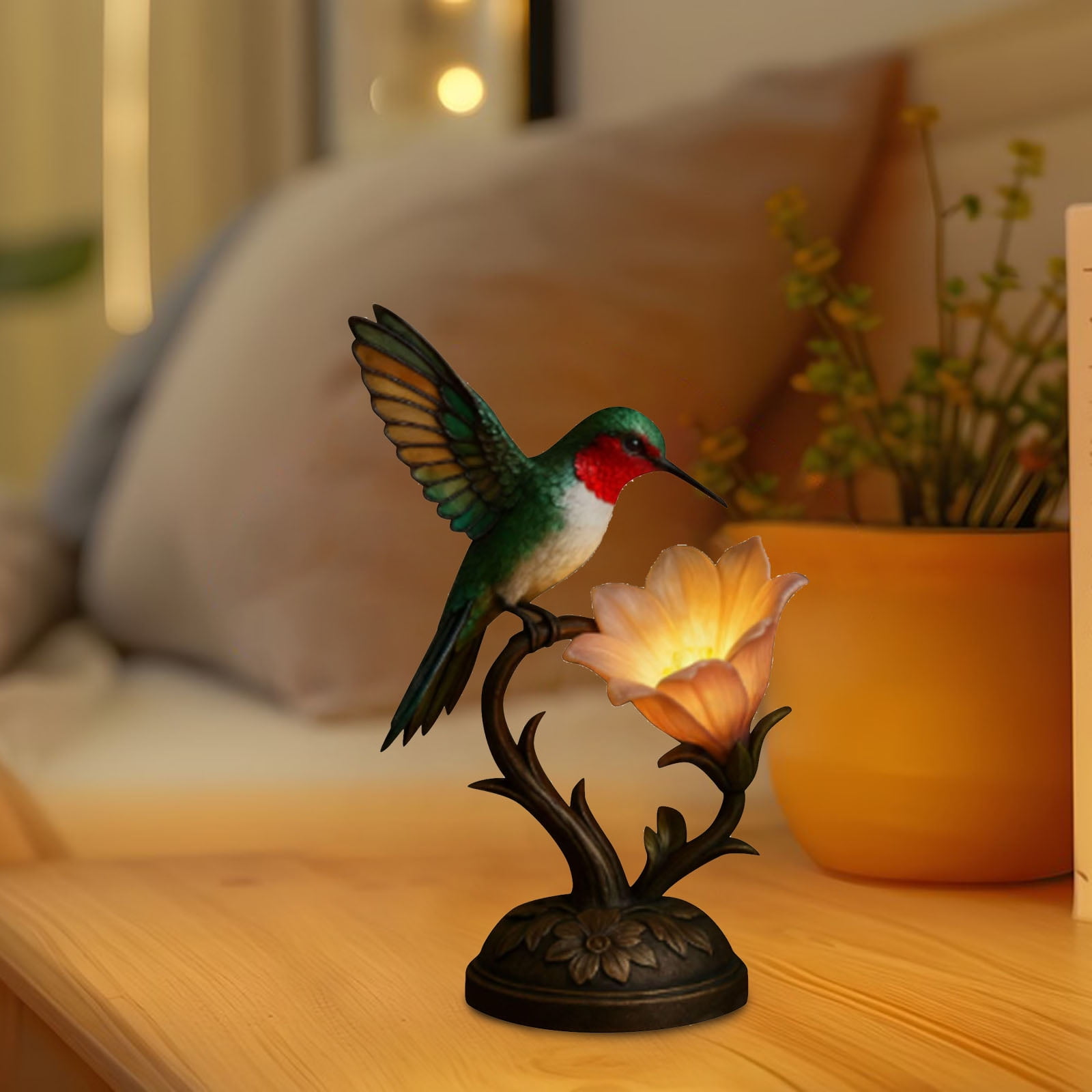 Cute Table Lamp 3D Resin Bird Flowers Reading Lamp for Bedroom Livingroom Nightstand, Night Light for Home Decor, Birthdays Gifts for Mom Wife Girlfriend Friend