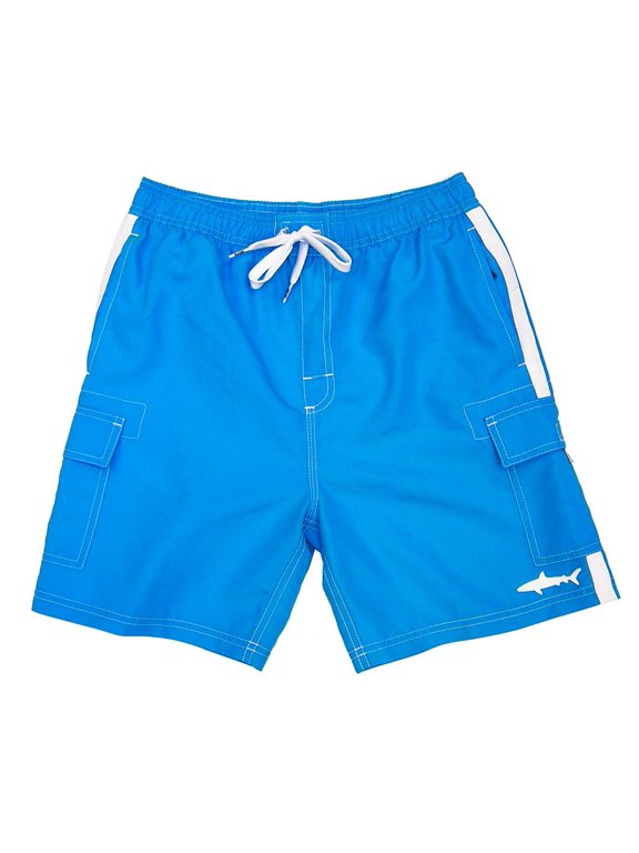 Boys Swim Trunks Quick Dry Boxer Shorts Fun Print Beachwear, Blue, Size: 8-10, Uzzi Active Wear
