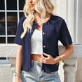thumbnail image 2 of aidice Cropped Cardigan for Women Knit Round Neck Short Sleeve Button up Comfy Summer Casual Sweater Tops, 2 of 7