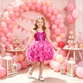 thumbnail image 2 of Bobifish Toddler Girls Party Dress Glitter Sequin Sweetheart Neck Ruffles Pleated Cake Dress Children EventsGirls Dress, 2 of 5
