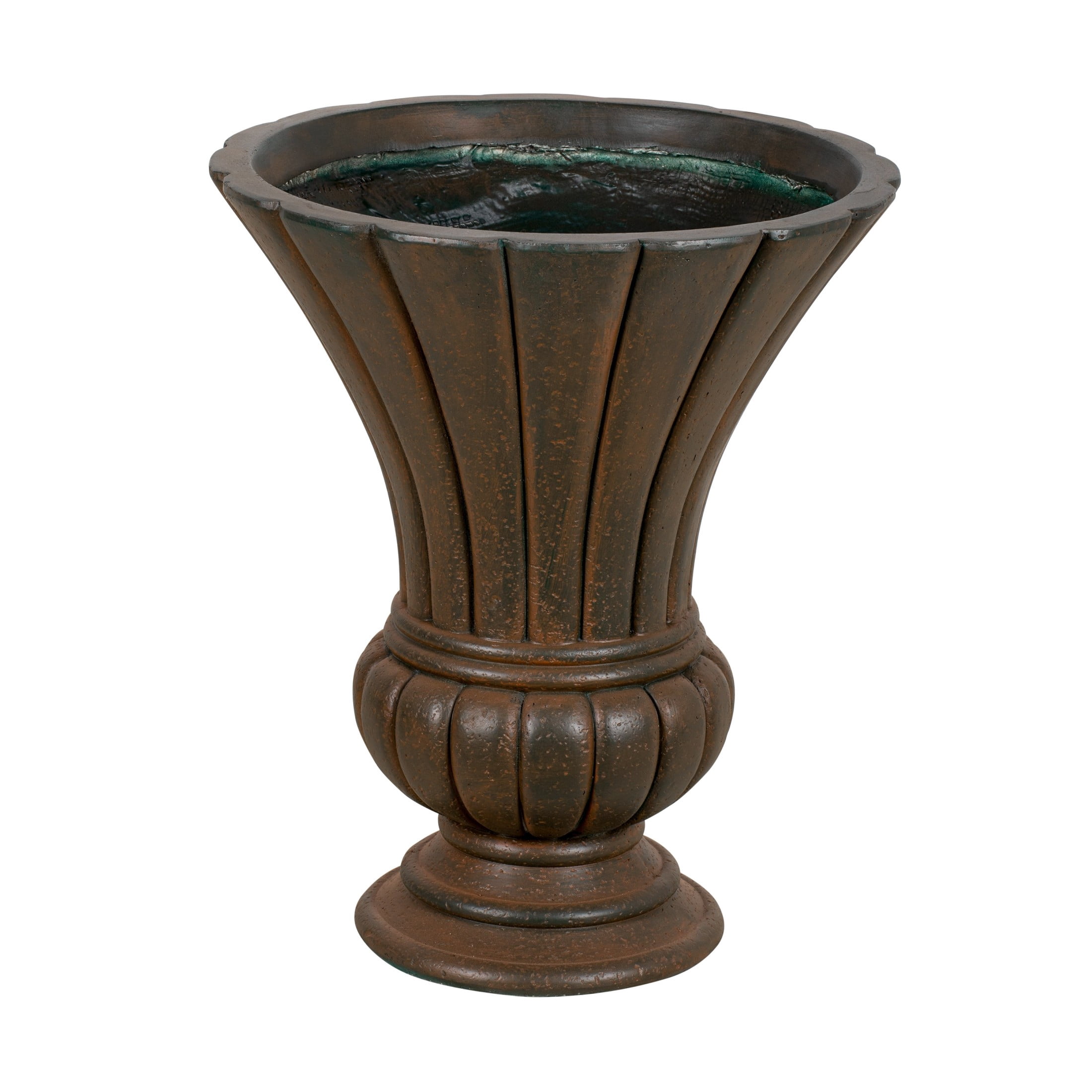 Christopher Knight Home 22.44" Fluted Pedestal Urn Planter, MGO Outdoor Flower Pot, Antique Bronze