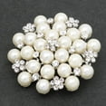 thumbnail image 2 of Wedding Brooch Women Crystal White Pearls Large Flower Pin, 2 of 6
