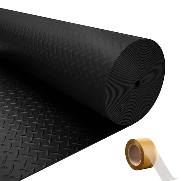 Garage Floor Mat, 7.5 x 20 FT 2mm Thickened PVC Diamond Plate Garage Mats Flooring Roll for Under Car, Garage Car Parking Mats for Sports Car，Compact SUVS，Black