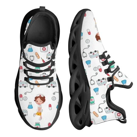 

Cartoon Doctor Nurse Shoes for Women Female Flats Shoes Running Sneakers Light Mesh Ladies Footwear chaussure femme
