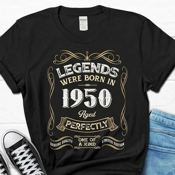 75Th Birthday T-Shirt For Men, Legends Were Born In 1950 Gift, 75 Years Old Unisex S-5XL Hot Trending Shirt, Vintage Birthday Gift