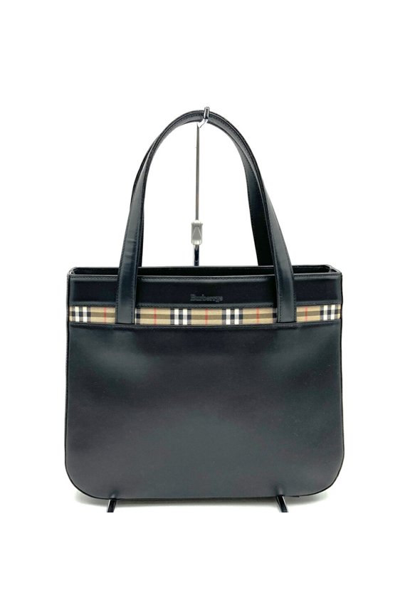 Pre-Owned Burberrys Nova Check Tote Bag Handbag Leather Black Women's