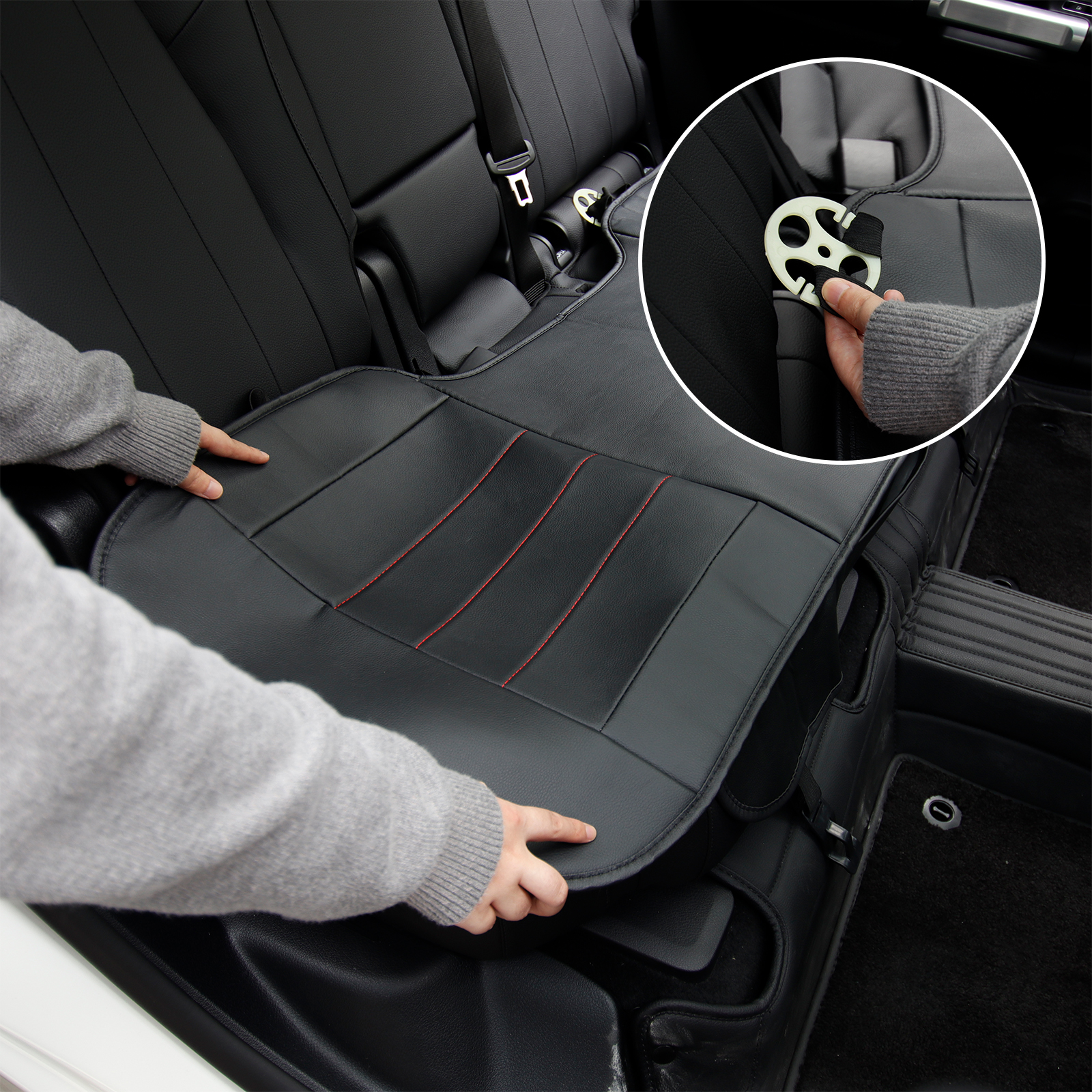 XUKEY Car Rear Row Seat Cushion Cover PU Leather Back Seat Protector Pad Waterproof Universal
