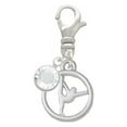 thumbnail image 2 of Delight Jewelry Silhouette Gymnast Disc - Raised Leg Split - Silvertone Clip on Charm with Clear Crystal Drop, 2 of 4