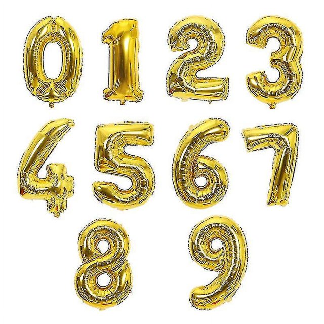 Globos de papel de aluminio para decoraciones de fiesta con números de 32 pulgadas, tamaño, color 5, dorado
