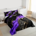 thumbnail image 3 of Homewish Watercolor Marble Women Full Size Comforter Sets, Purple Marbling Artwork Bedding Comforter Set, Modern Fashion Abstract Reversible Bedding Sets, Lightweight Room Decor, 3 Pieces, 3 of 8