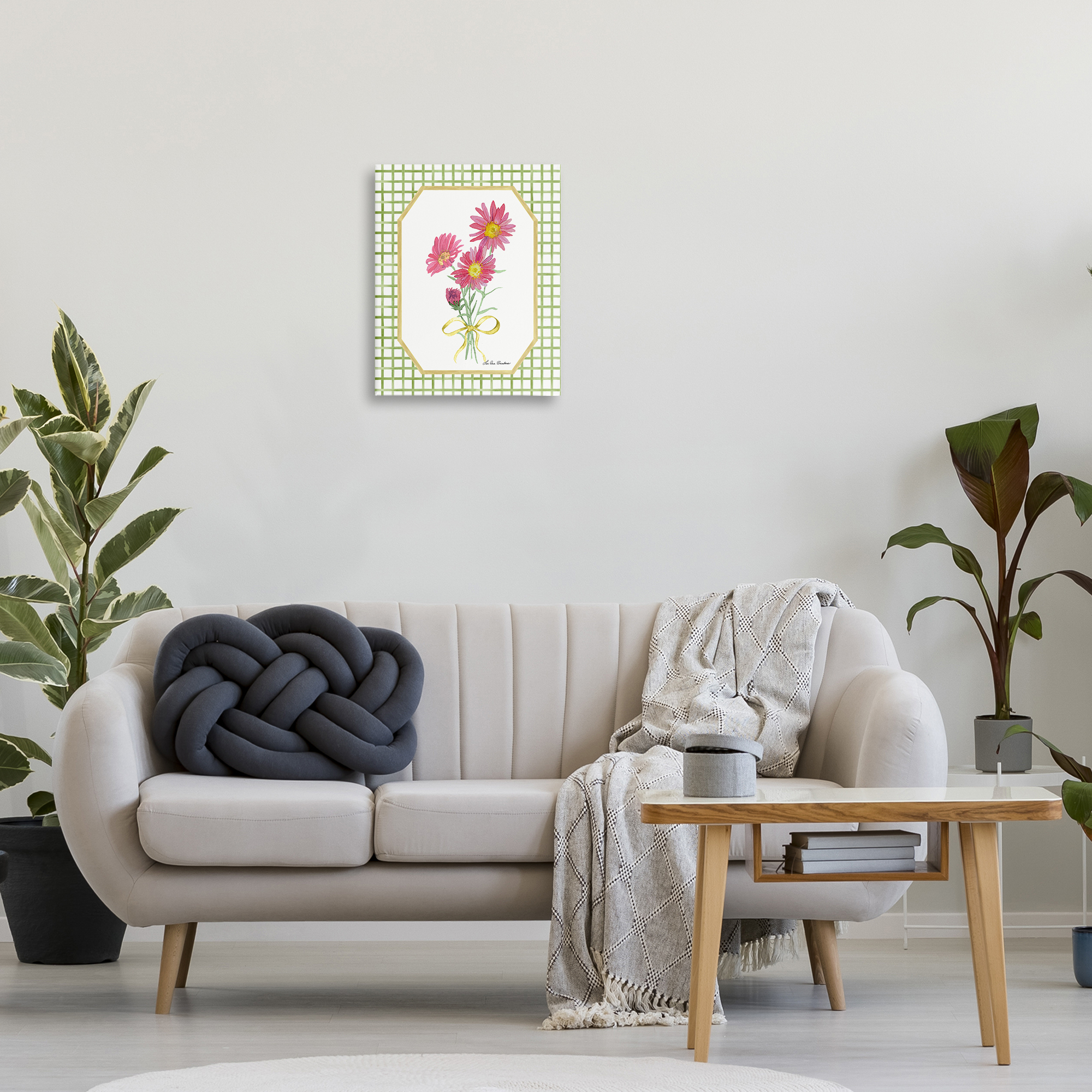 Botanical Story on Gingham Canvas Wall Art, design by Lee Ann Sanders