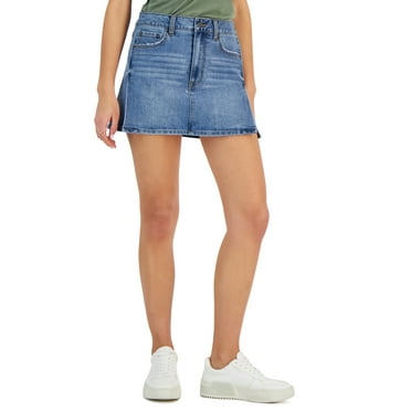 Tinseltown Juniors' Side-Slit A-Line Denim Mini Skirt 1