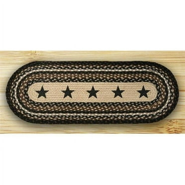 Earth Rugs 68-313BS Black Stars Oval Runner