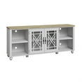 thumbnail image 2 of LIVILAND 70" Vintage TV Stand with Carved Doors for TVs Up to 80" -Grayish-white, 2 of 7