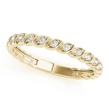 10K Diamond Wedding Lightweight Band In Solid Rose, White & Yellow Gold ( 0.15 Carat )