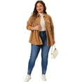 thumbnail image 3 of DARING DIVA Women's Plus Size Long Sleeve Button Down Blouses 1X Brown, 3 of 6