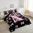 thumbnail image 3 of jejeloiu Monogrammed A Bedding Comforter Set,Cute Bowknot Bowtie Twin Comforter Sets,Light Pink Black Bedding Set,Microfiber Room Decorative Reversible,2 Pieces, 3 of 8
