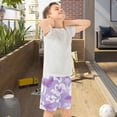 thumbnail image 5 of Purple Hibiscus Pattern Athletic Shorts Breathable with Comfort Fit Drawstring Casual Sweatshorts Small, 5 of 9