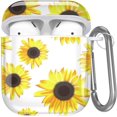 thumbnail image 1 of Compatible avec Étui de Protection Mignonne pour Airpods 2 & 1, Motif Inaltérable Antichoc Étui Rigide avec Porte-Clés Portable pour Filles Femmes Hommes-Tournesol, 1 of 7