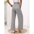 thumbnail image 6 of Chiclily Women Wide Leg Pants with Pockets High Waist Loose Belt Flowy Casual Trousers, US Size Large in Light Gray, 6 of 8