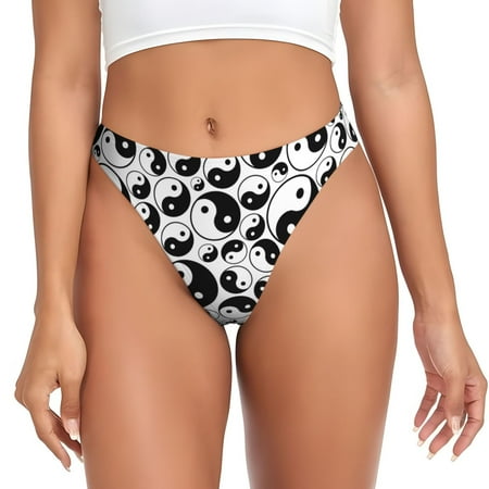 Qokaie Yin And Yang Printed Women s Cotton Thong Underwear  Sexy Breathable Panties G-string-3X-Large