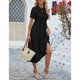 thumbnail image 4 of Dresses for Women Short Sleeve Womens Dresses Casual Boho Solid Color Beach Wear Daily Party Midi Dress Alsol Lamesa, 4 of 6