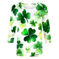 thumbnail image 4 of Ltctricy Women's Plus Size St. Patrick's Day Tops Fashion 3/4 Sleeve Crewneck Casual Shirts Lounge Spring Comfy Loose Blouse, 4 of 5
