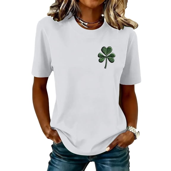 Posijego Womens St Patricks Day Shirts Clover Graphic T-Shirts Summer Casual Short Sleeve Pullover Tee Tops for Women