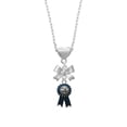 thumbnail image 2 of Delight Jewelry Silvertone Best in Show Blue Ribbon Silver tone Bow Heart Necklace, 2 of 4
