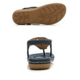 thumbnail image 6 of Women's Beaded Toe-Post Sandals - Rhinestone Embellished Wedge Heel Flip Flops with Cushioned Footbed, 6 of 10