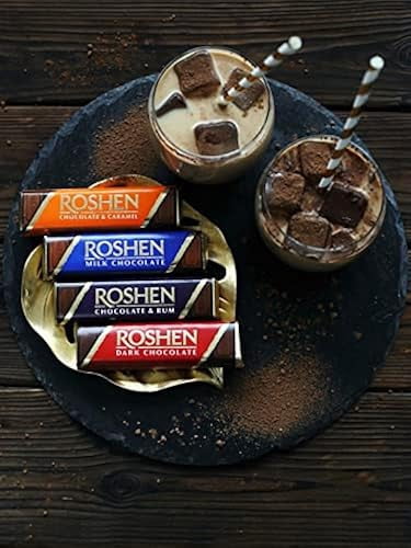 Roshen Sweet Dark Chocolate Bar with Fondant Filling Pack of 30 (1.51 oz/43 grams)
