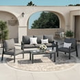 thumbnail image 3 of MRUAKA Aluminum Patio Furniture Set, 6 Pcs Modern Outdoor Sofa Sets, Outdoor Sectional Patio Conversation Set with Coffee Table for Backyard, Poolside, Dark Grey, 3 of 10