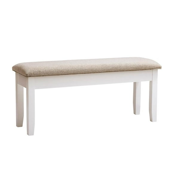 Pemberly Row 19.25" Wood/Fabric Storage Bench in Vanilla White/Light Tan