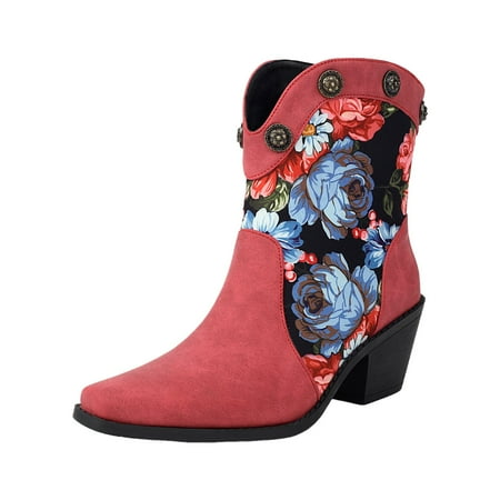 OJSFQUFP Non Slip Shoes for Women Fashionable and Versatile Splicing Color Short Tube Boots Pointed Toe Women s Boots Comfy Boots for Women Pink 40