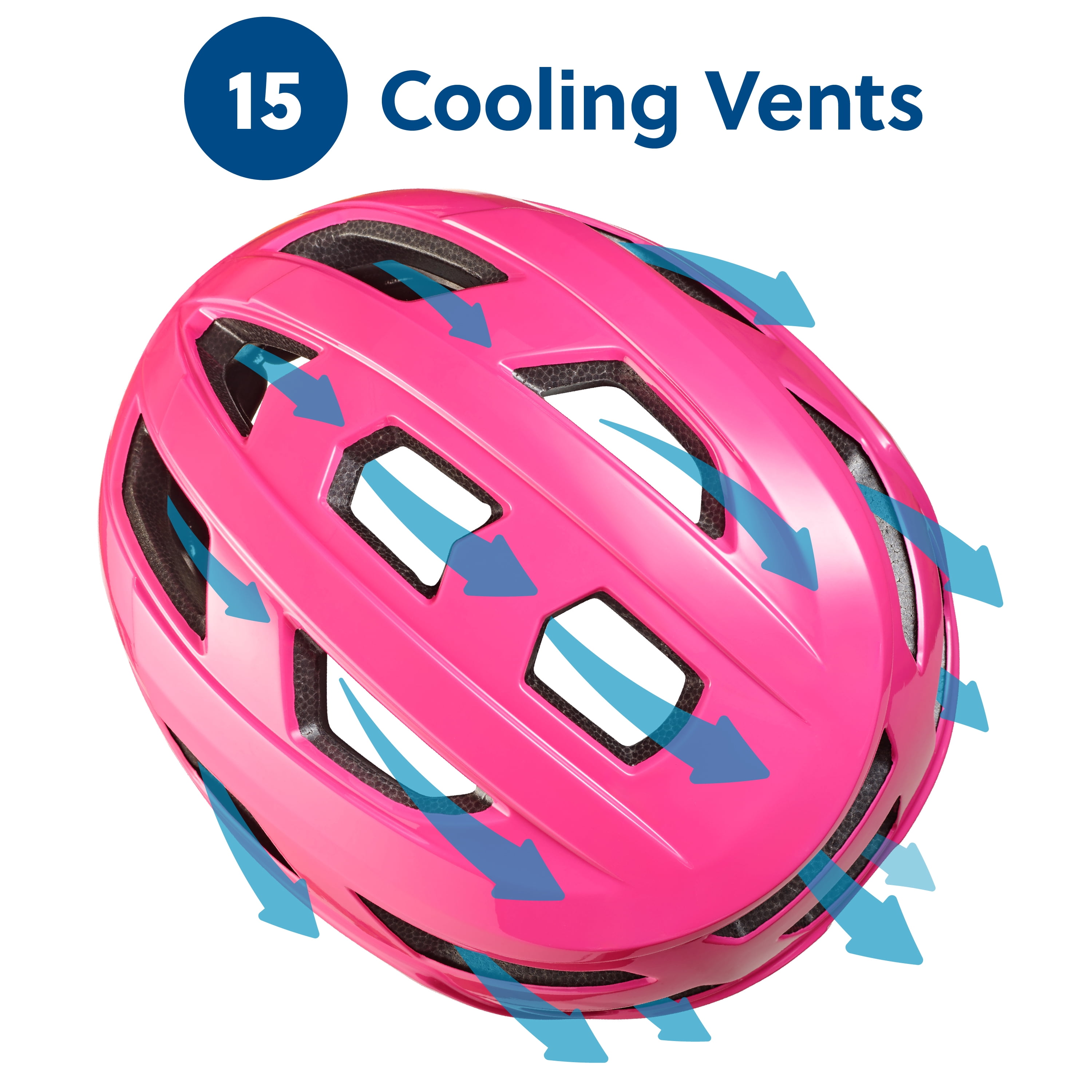 Concord Kids Pink Bike Helmet - Size S, Ages 5+, Adjustable Fit, 15 Cooling Vents