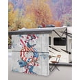 thumbnail image 5 of 4th of July RV Awning Sun Shade Screen 9'X7' USA Starfish Mesh Sunscreen Shell Conch Wood Grain Awning Shade Screen with Zipper UV Blocker Completed Kits for RV Motorhome Camper Travel, 5 of 7