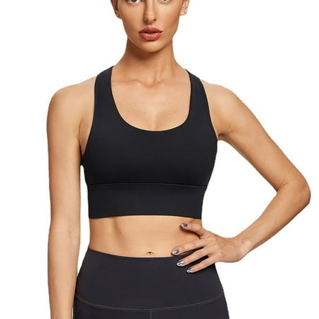 

AnuirheiH Strappy Sports for Women High Impact Wireless Sports Bras Female Yoga Fitness Cross Back Sports Bras Exercise Athletic Gym Bras