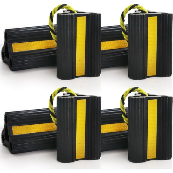 MRY Wheel Chocks for RV Trailers, 4 Pair/8 Pack with Rope, Rubber Tire Chocks Block Stopper with Reflective Strips for Camper Truck Car, Travel Trailer RV Accessory