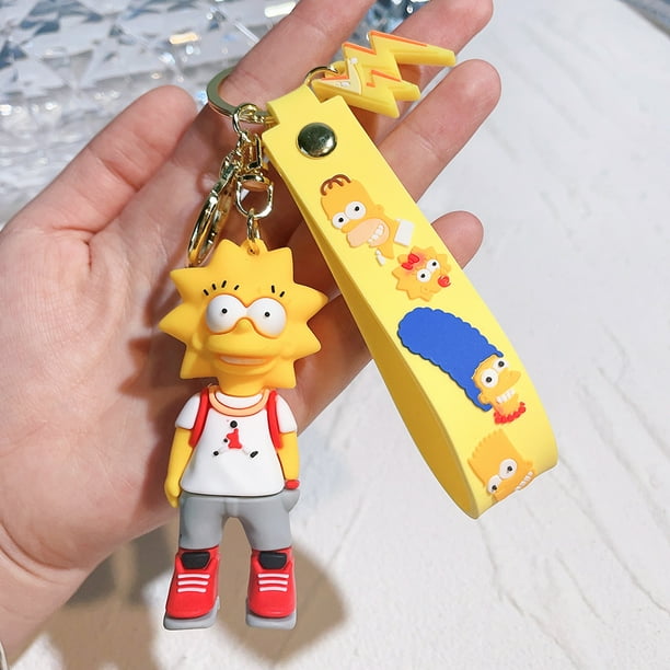 Disney-llavero de silicona con figura de Anime de Los Simpsons, llaveros Pentand de muñeca de dibujos animados de Bart Simpson, accesorios de coche, regalo para niños