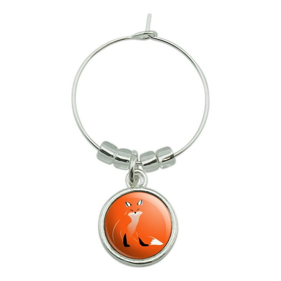 Stylish Red Foxy Fox Wine Glass Charm Drink Marker