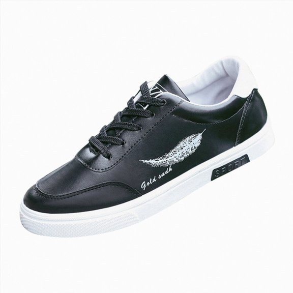 Men's Fashion Sneakers Casual Low Top Lace up Dressy Flat Slip on Skateboard Shoes Fashion Breathable Footwear Black Size 9.5