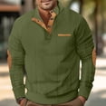 thumbnail image 1 of Gspmoly T-Shirt Homme, Manches Longues Couleur Unie Col Rond Bouton Mode Blouse Automne Haut Homme jusqu'à 70 % de Réduction, 1 of 6
