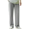 thumbnail image 2 of Handshe Men's Straight Leg Pants with Elastic Waist Drawstring Solid Color Casual Comfort Fit, 2 of 8