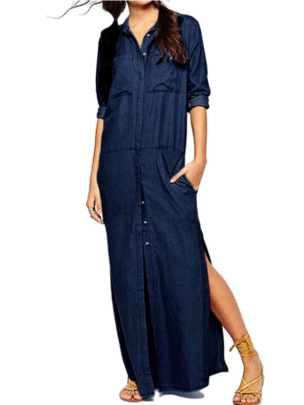 denim long gown