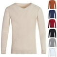thumbnail image 1 of LOVZFMLL Men's Sweaters, Solid Color V-Neck Ribbed Pullover, Casual Everyday Layering Shirt, Warm Winter Tops Slim, Fall Clothes, 1 of 4