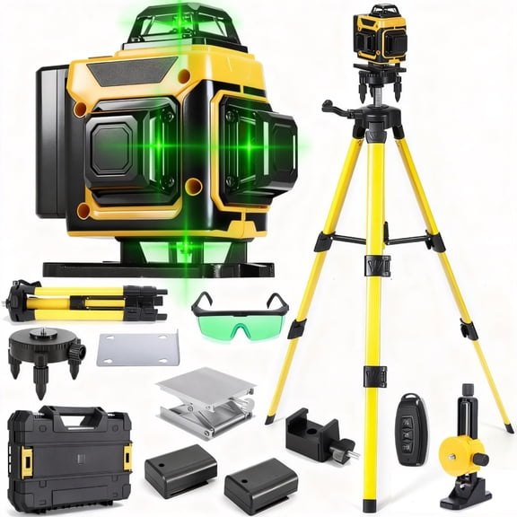 Laser Level,GOCHIFIX 16 Lines 4x360° Green Cross Laser Level Self Leveling with Tripod,Rotating Bracket,Remote Control,Lifting Platform,Rechargeable Battery and Storage Box