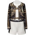 thumbnail image 3 of 3-Piece Halloween Cosplay G'irl's Costume, Luxury Popular Singer Stage Performance Outfit, Black Printed , Ages 3-12, 3 of 5