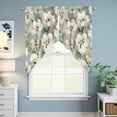 thumbnail image 6 of Sage Green Spring Floral Kitchen Window Curtains, Swag Curtains Valance for Bedroom Living Room Bathroom, Summer Botanical Flowers Rod Pocket Window Treatment Curtain Block Drapes 2 Panels 28"x36", 6 of 9